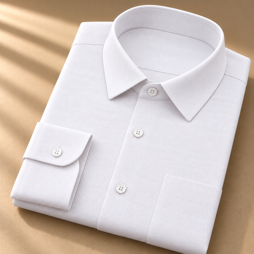 Premium White Shirt – white cotton-linen full sleeve shirt, folded