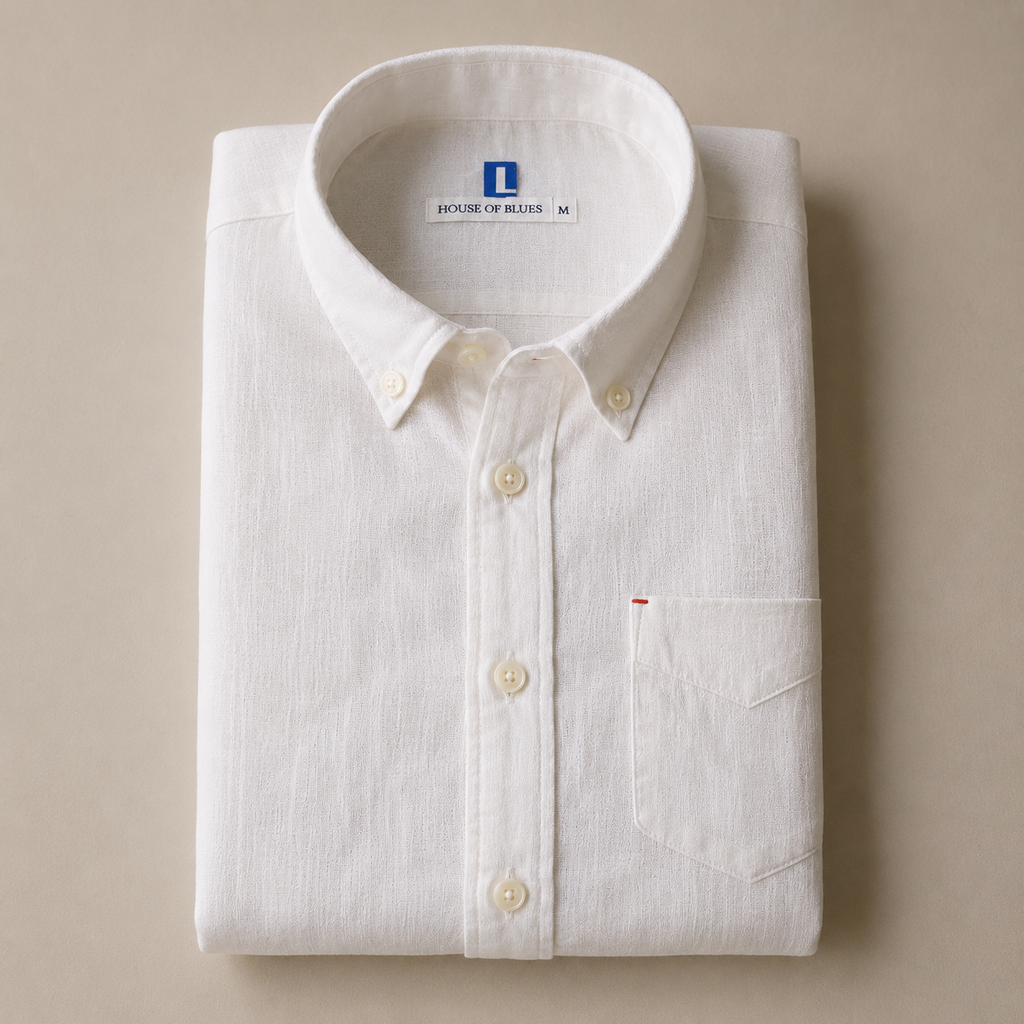 Men's White Half Sleeve Casual Shirt