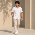 Men's White Half Sleeve Casual Shirt