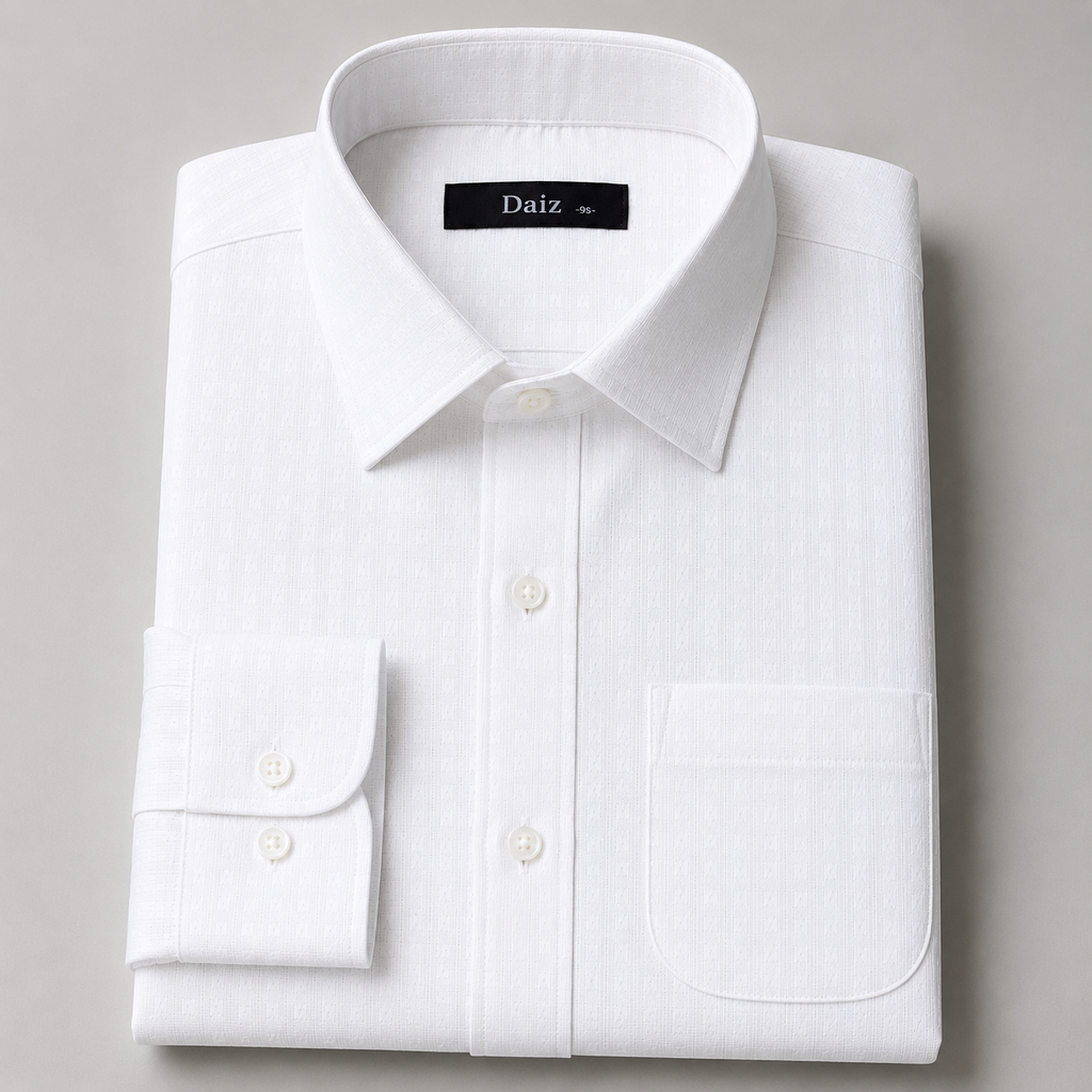 Men's White Textured Formal Shirt