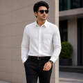Men's White Textured Formal Shirt
