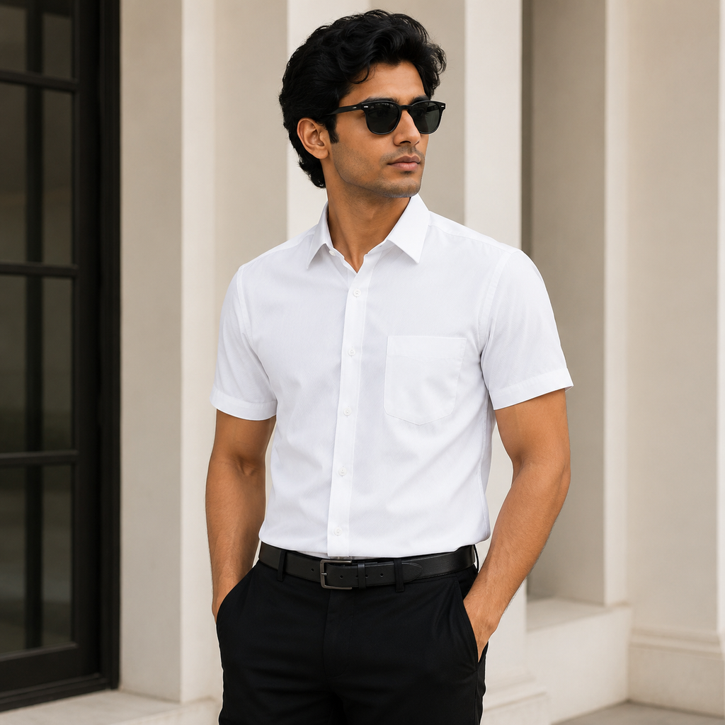Half Sleeve White Shirt