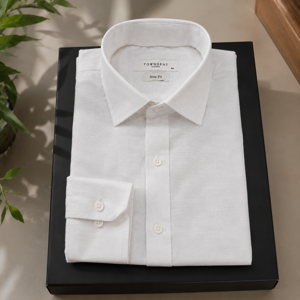 Men Full Sleeve Solid White Shirt