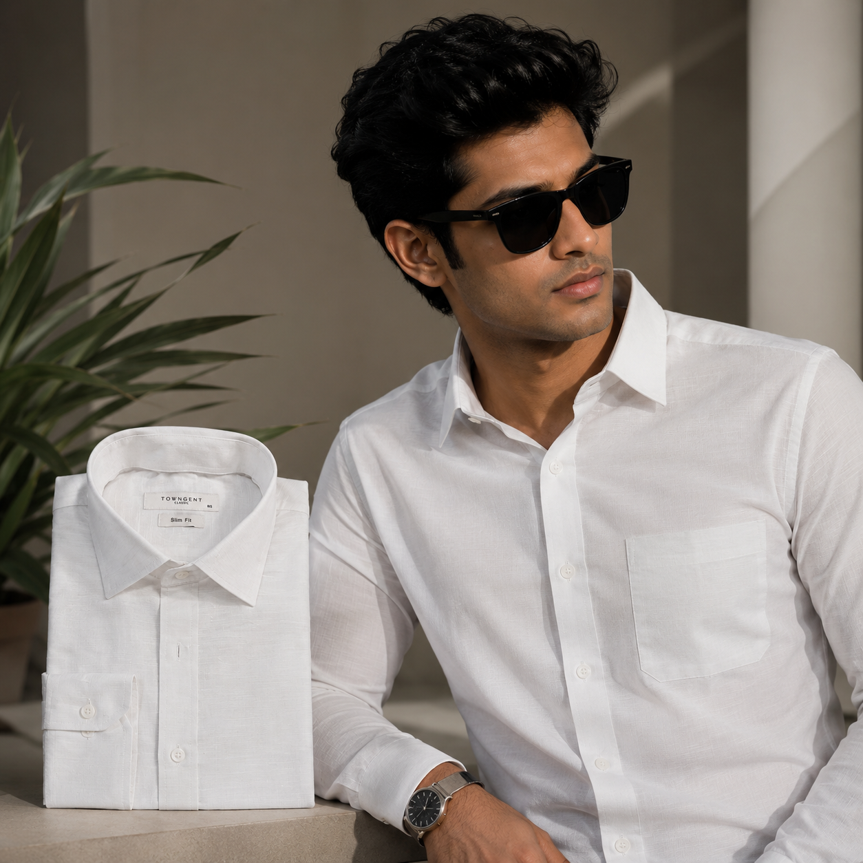 Men Full Sleeve Solid White Shirt