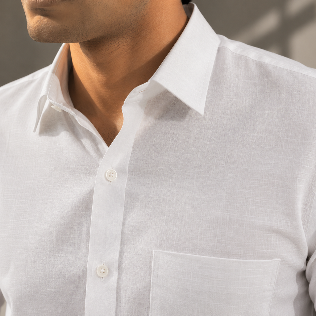 Men Full Sleeve Solid White Shirt
