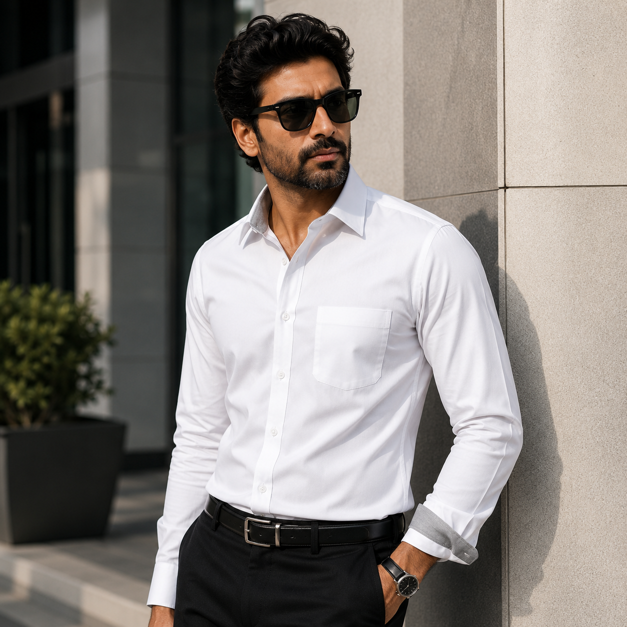 Stylish grey contrast inner collar and cuffs