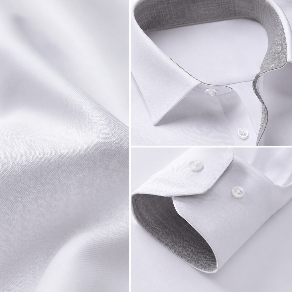 Stylish grey contrast inner collar and cuffs